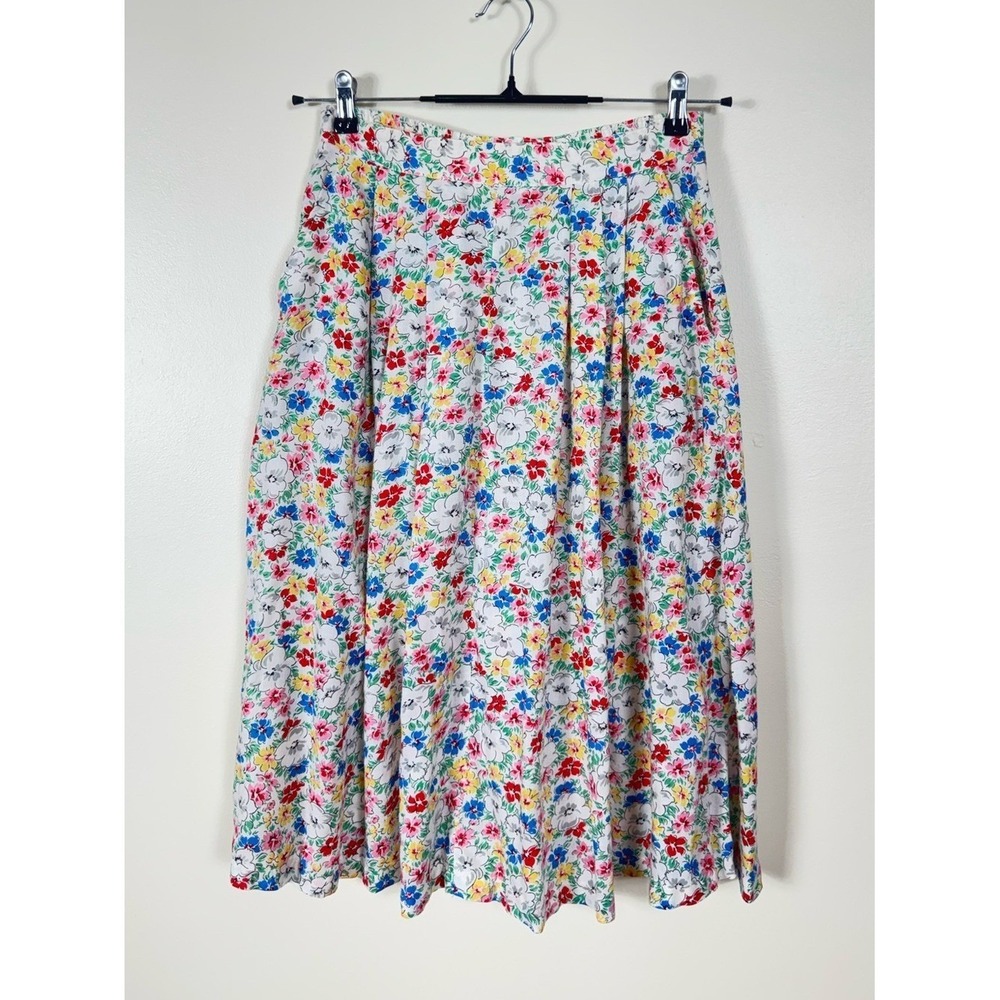 Vintage Floral Peasant Midi Skirt Medium Cottage Prairie Garden Party